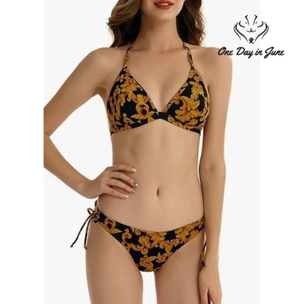 Fokulunda Halter String Bikini Swimsuit Size S